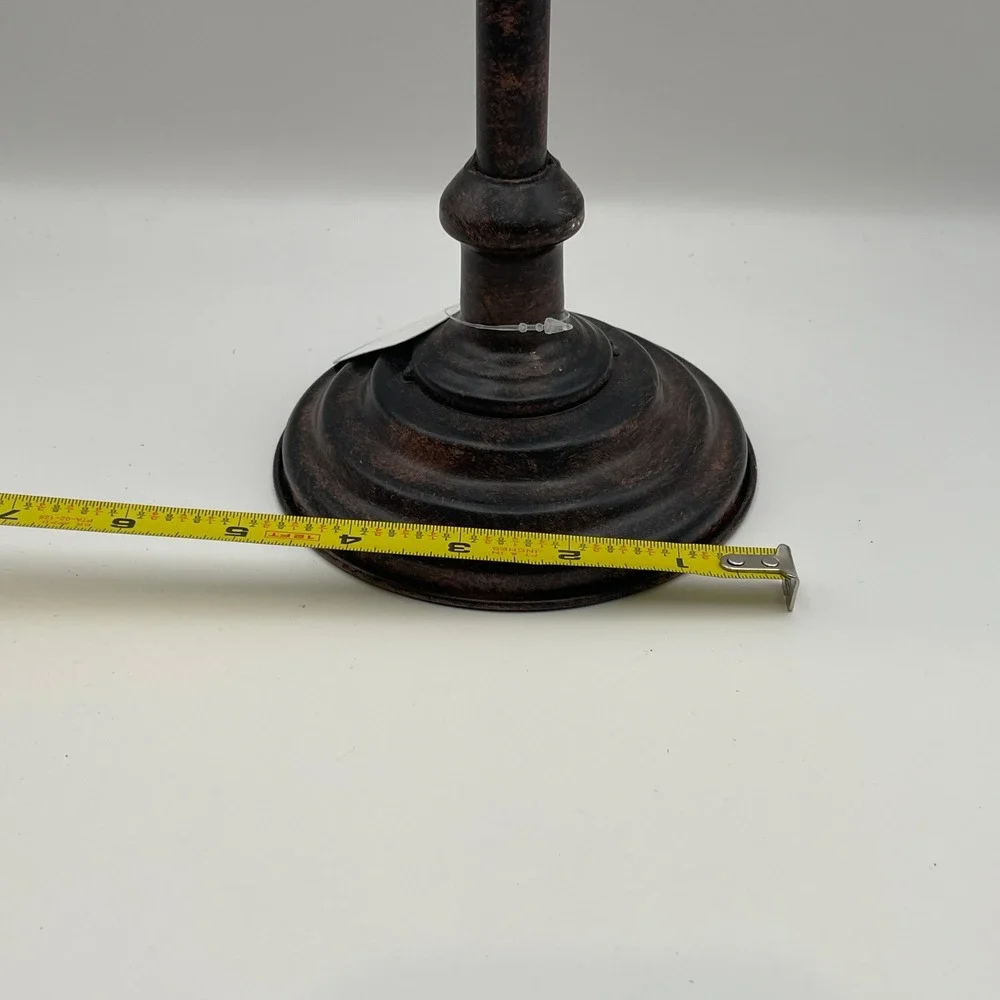 Bronze Metal Pillar Candle Holder 11.5 Inch Tall Rustic Pedestal Stand Decor NEW